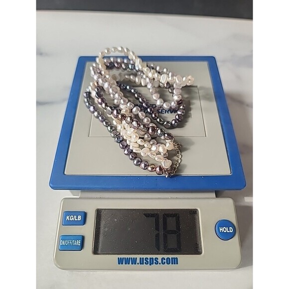 925 Sterling Silver Multistrand & Multicolored Pearl Beaded Necklace Adjustable - Picture 10 of 10